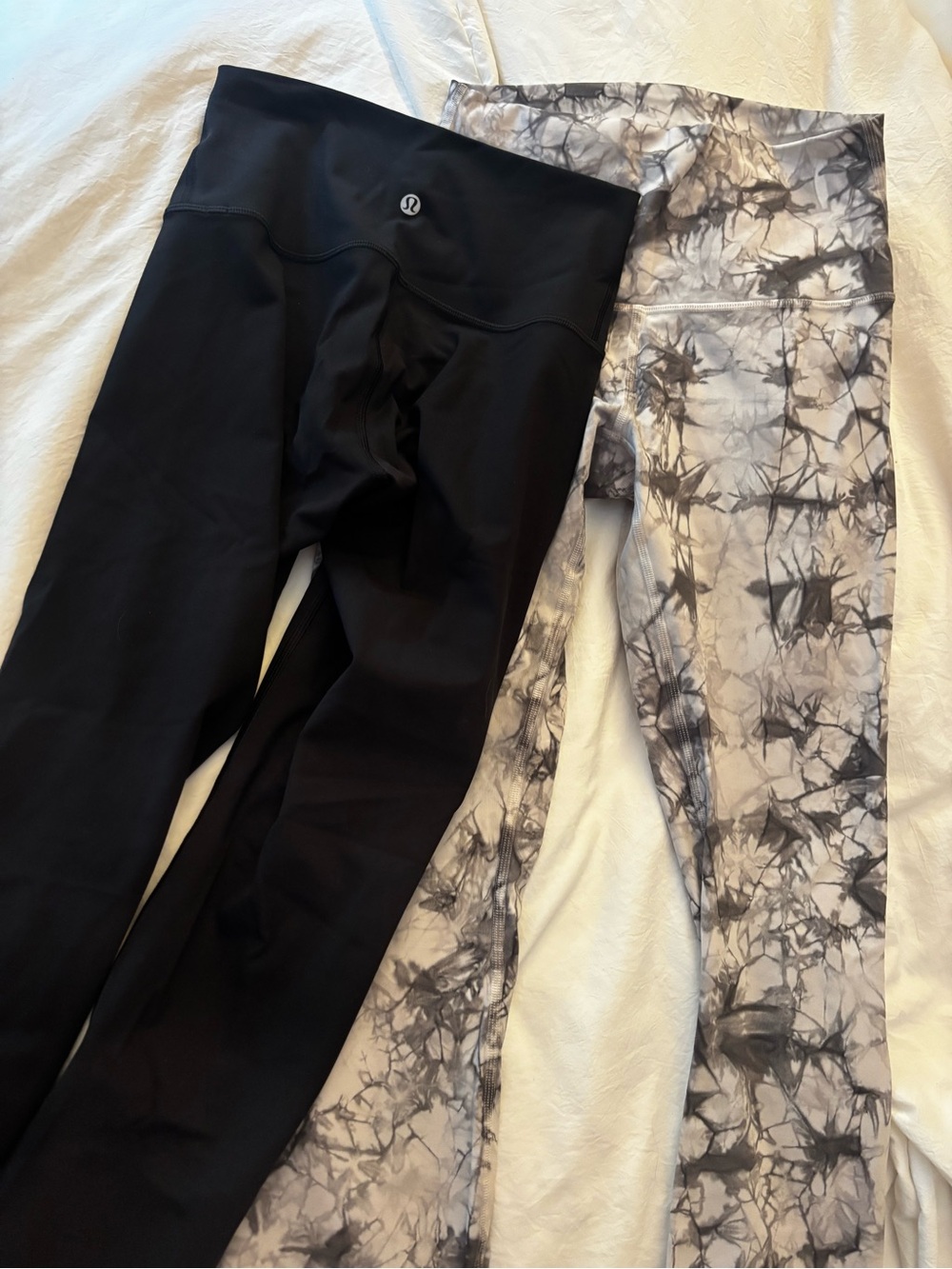 2 Pairs of Lululemon Leggings (Marble and All Black)